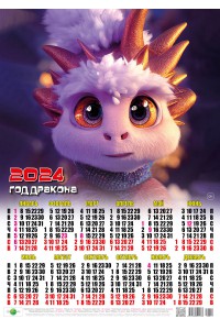 00012 Дракоша - 2024 (Листовой настенный календарь, формат А2)